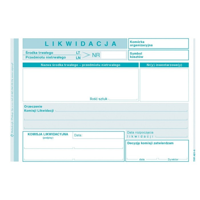 Likwidacja środka trwałego LT MiP 421-5 A6